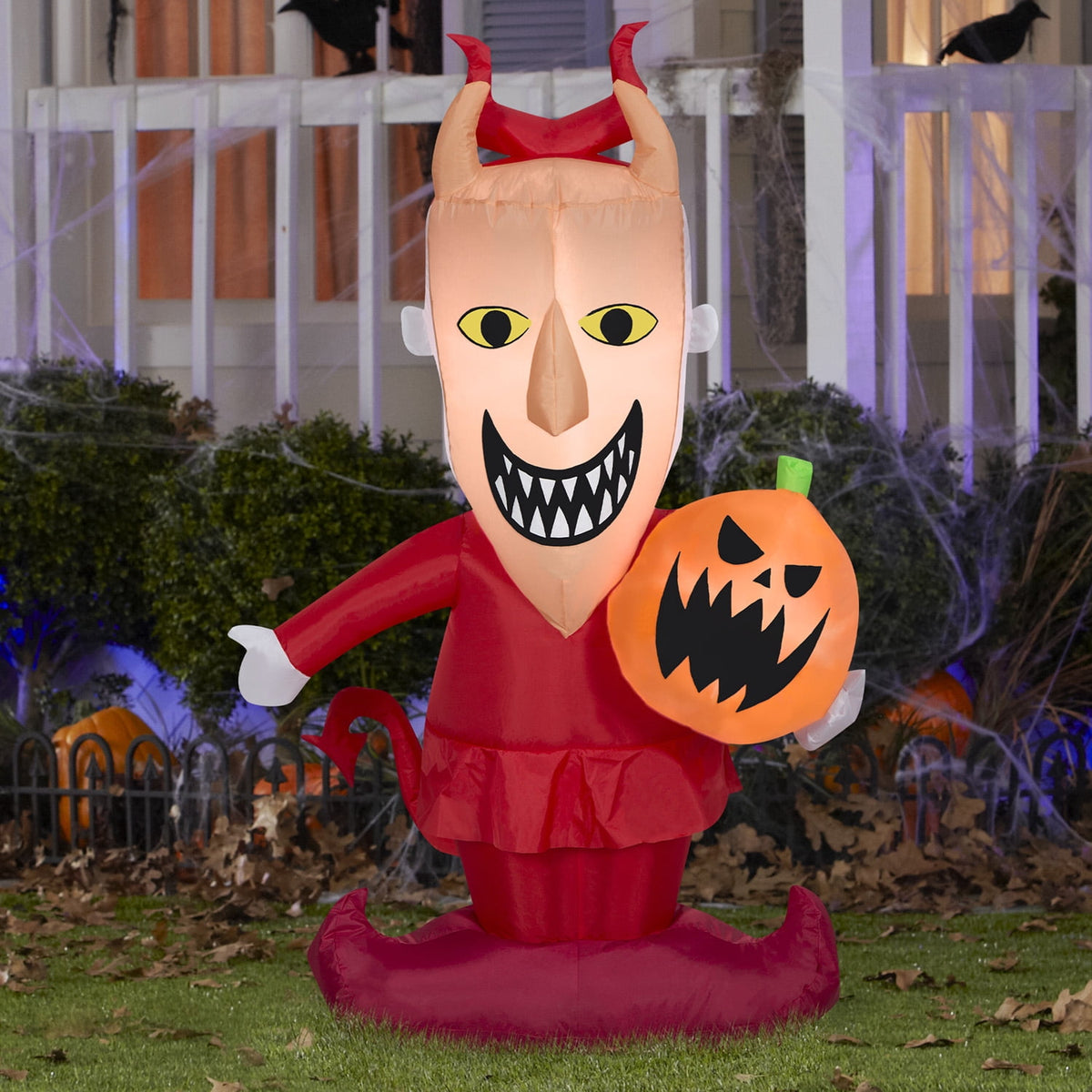 Haunt & Co Halloween Inflatable Lock with Jack O' Lantern, 4 ft Tall, Multi
