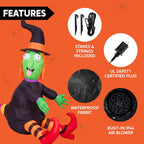Haunt & Co 4 FT Halloween Inflatables Witch Crashing Into Tree,LED Lighted Blow Up Yard Decoration