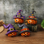 Haunt & Co Halloween Spooky Pumpkin Head Ornaments â?? Dark Tones with Eerie Shadows, Halloween Decorations for Halloween Parties & Trick or Treat Nights â?? great for Haunted House Setups with spooky party setups