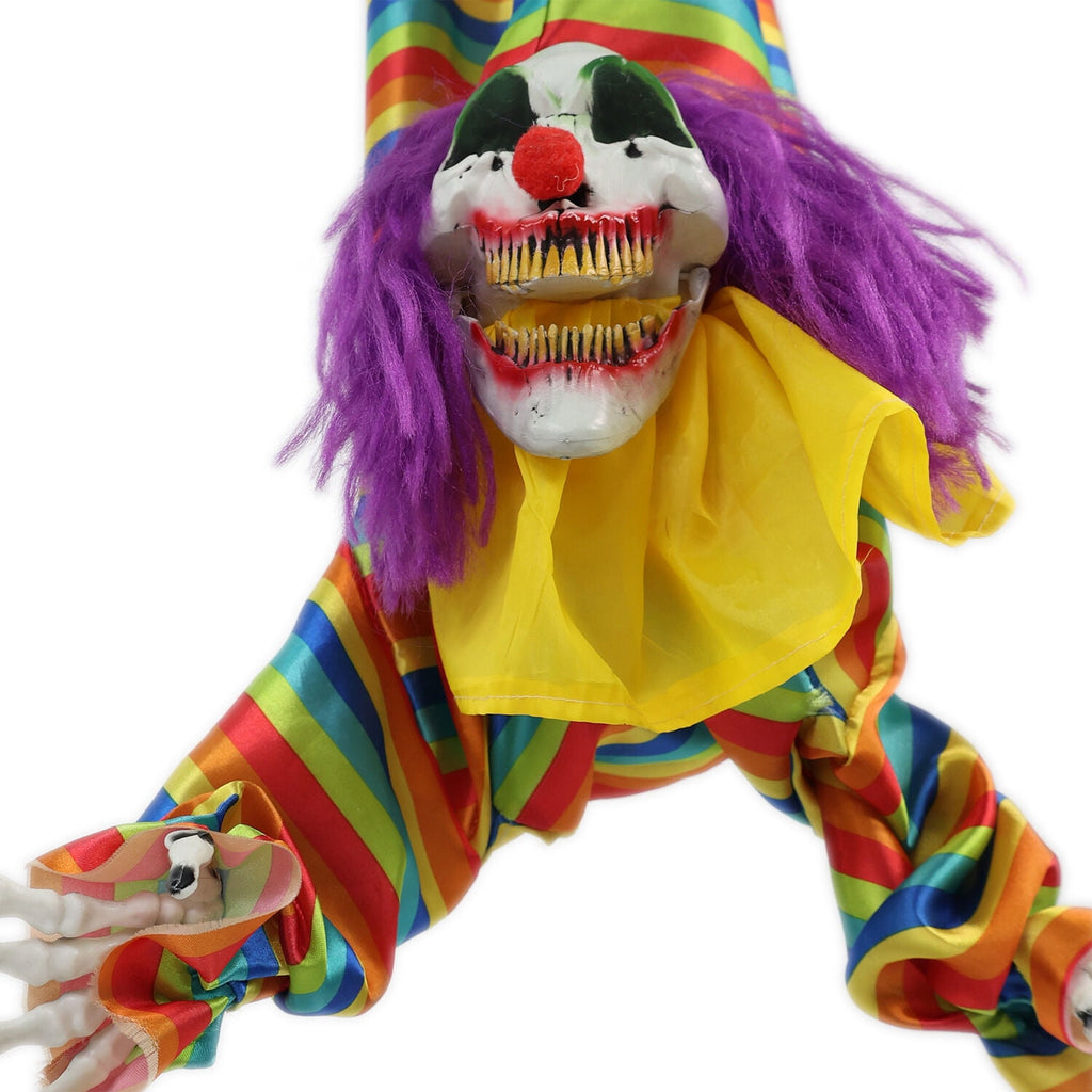 Haunt & Co 47 in Animatronic Hanging Upside Down Clown with Lights and Sound