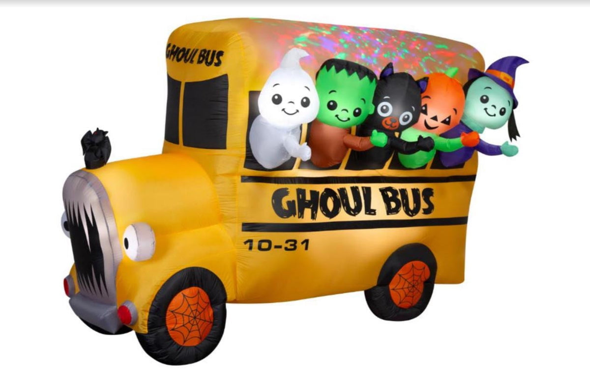 Haunt & Co 7.5' Airblown Inflatable Animated Kaleidoscope Halloween Ghoul Bus Yard Decoration