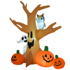 Haunt & Co 7.5FT Halloween Inflatable Scary Ghost Tree with Owl Ghost Pumpkins LED Lights Yard Decoration