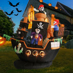 Haunt & Co 7 FT Halloween Inflatable Skeletons Ghosts on Pirate Ship Lights Decor Outdoor Indoor Holiday Decorations, Blow up Lighted Yard Decor, Giant Lawn Inflatables Home Family Outside Decor