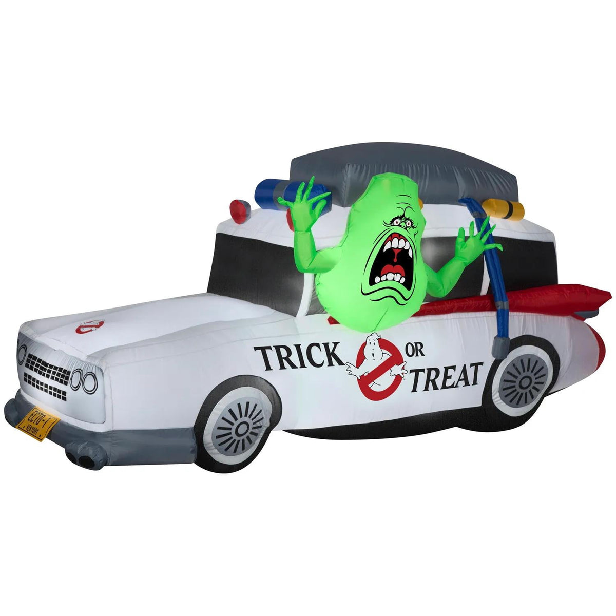 Haunt & Co 44 Airblown Blowup Inflatable Ghostbusters Ecto-1 with Slimer Halloween Outdoor Yard Decoration