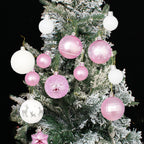 Haunt & Co Pink White Christmas Balls - Christmas Tree Decoration Ornaments Shatterproof Hanging Balls for Birthday Halloween Holiday Wedding Decorations Set of 44 pcs (1.1", 2.3")