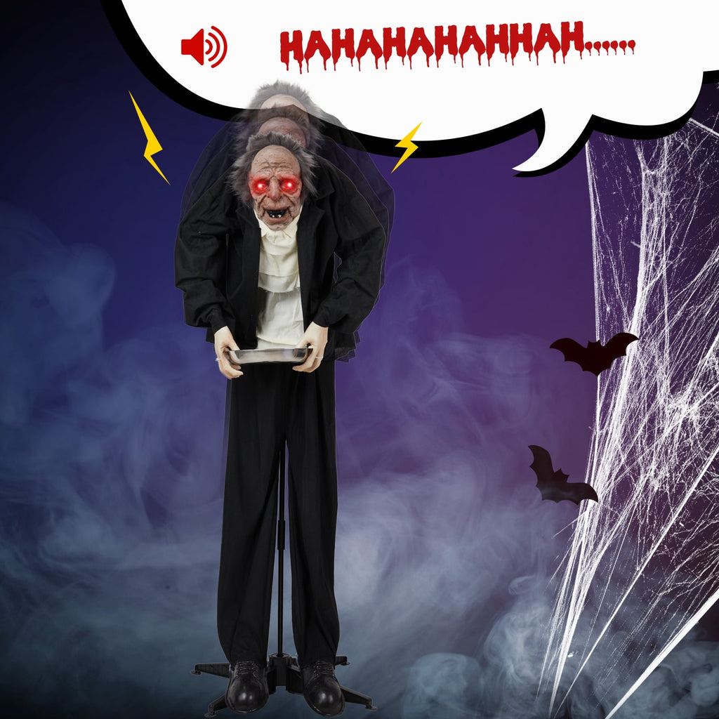 Haunt & Co 5ft Waiter Animated Creepy Halloween Animatronics Waiters w/ Pre-Recorded Screaming