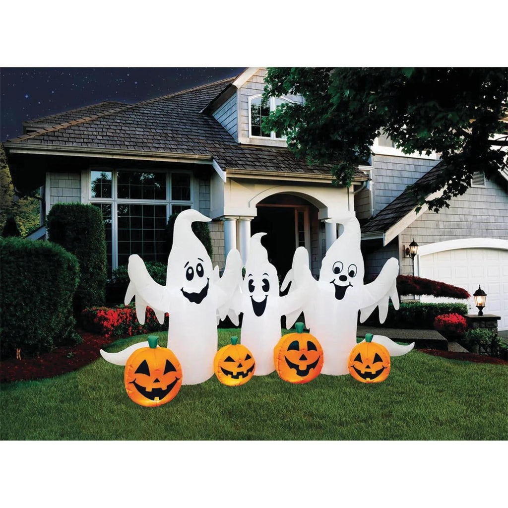 Haunt & Co 8 ft Inflatable Ghosts with Pumpkin Decoration