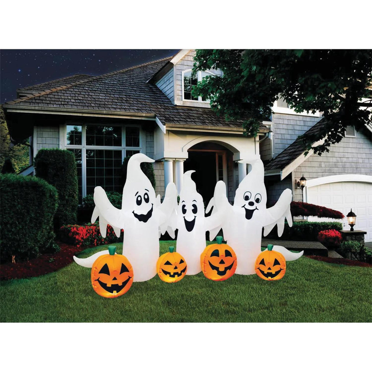 Haunt & Co 8 ft Inflatable Ghosts with Pumpkin Decoration