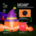 Haunt & Co SPECSTAR 6ft Long Halloween Inflatable LED Lighted Pumpkin Family Blow up Outdoor Lawn Yard Decoration