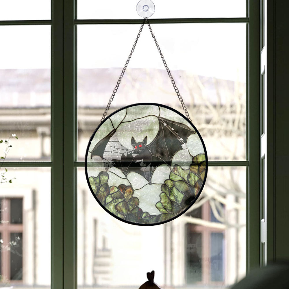 Haunt & Co Small Christmas Gift - Halloween Bat Stained Glass Hanging Ornament - Merry Christmas Tree Decor, Thoughtful Holiday Gift for Mom, Dad, Friends, Family