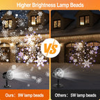 Haunt & Co Outdoor high brightness snowflake projection light, holiday decoration ambient light, Christmas Halloween laser light, light show, waterproof function, indoor home, Christmas, wedding Mother's Day
