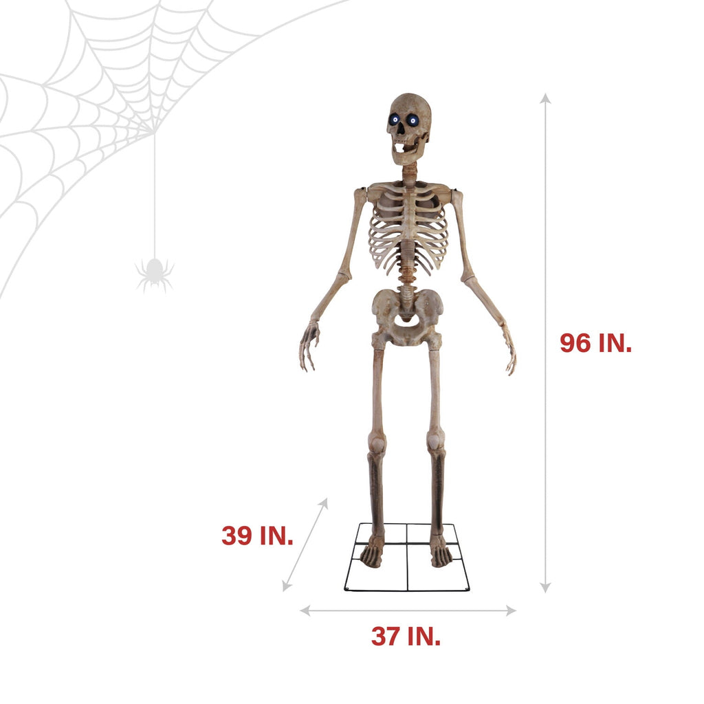 Haunt & Co 8 ft Tall Motion-Activated Towering Skeleton, Premium Talking Halloween Animatronic Decoration, Plug-In
