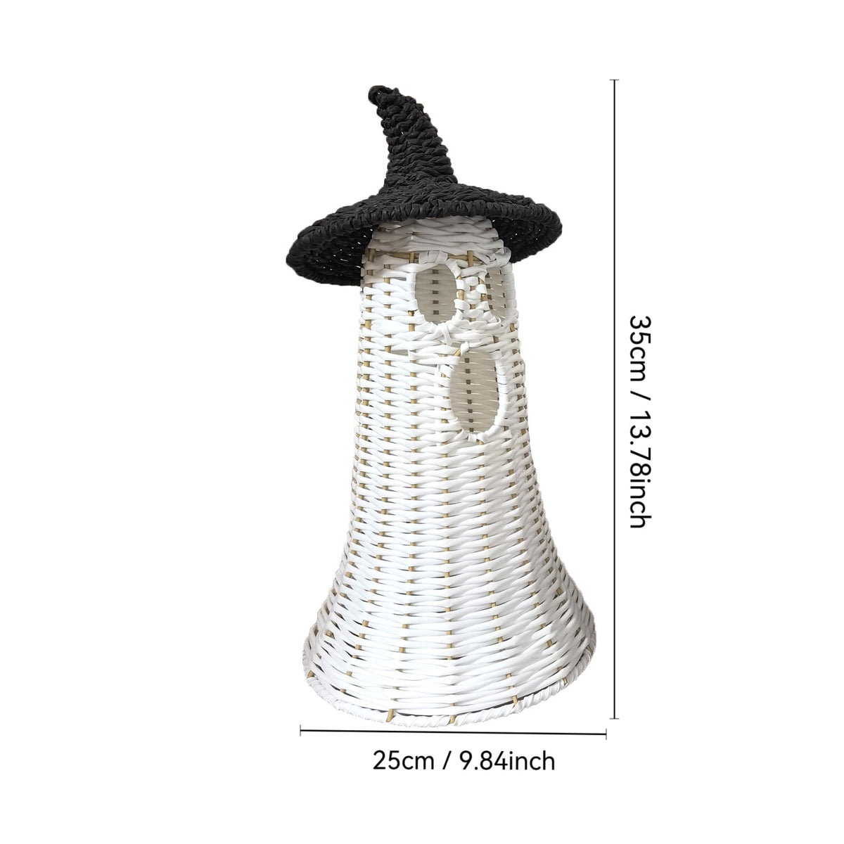 Haunt & Co White Ghost with Witch Hat, Ghost Ornaments Holiday Home Decor Halloween Tabletop Cute Ghost Figurines for Party Mantel Shelf Display Festive Celebrations