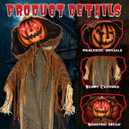 Haunt & Co 6ft Pumpkin Man Animated Animatronic Decoration Creepy Halloween w/ Classic Cape Creepy Cloaked Jack-o'-Lantern