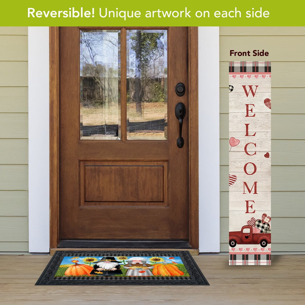Haunt & Co Briarwood Lane Valentine's Double Sided Reversible Pine Porch Leaner 47x9.5 Holiday Pickup Trucks For Valentine's Porch Leaner