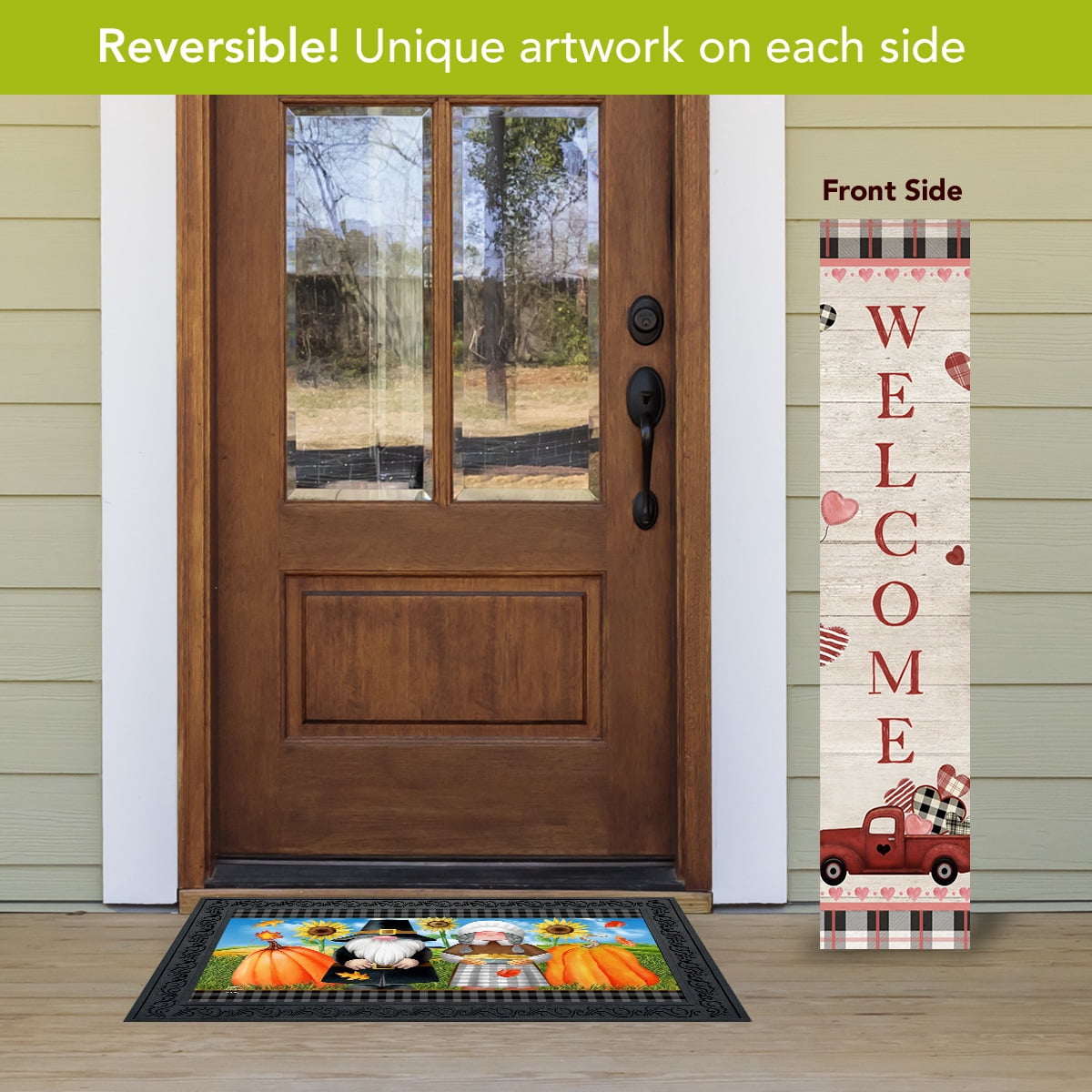 Haunt & Co Briarwood Lane Valentine's Double Sided Reversible Pine Porch Leaner 47x9.5 Holiday Pickup Trucks For Valentine's Porch Leaner