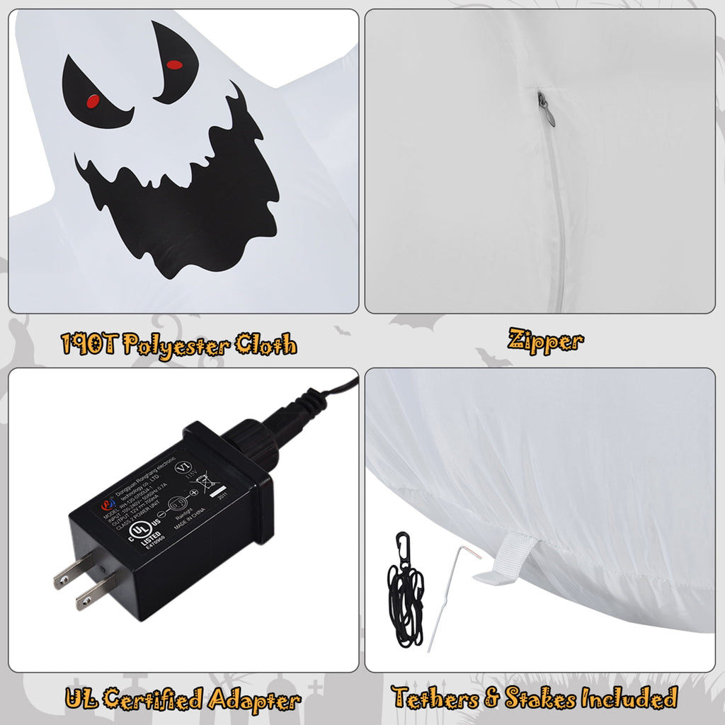 Haunt & Co Gymax 12ft Inflatable Halloween Blow Up Ghost Decoration w/ Built-in LED Light