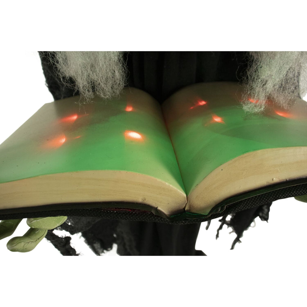 Haunt & Co 5.5 ft Poseable Witch with Spell Book, Lights and Sound, Indoor/Covered Outdoor