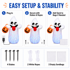Haunt & Co 5FT Halloween Inflatable Ghost Holding Pumpkin Lantern, Light-Up Blow Up Outdoor Yard Decoration with RGB LED Lights