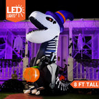 Haunt & Co 8 FT Halloween Inflatable Skeleton Dinosaur with Build-in LEDs Pumpkin Decorations,Halloween Outdoor Decorations Blow up Yard Decorations