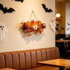 Haunt & Co Gaecuw Halloween Pumpkin Maple Leaf Hanging Decor Fall Festival Wall Ornament for Front Door Party Indoor Supplies
