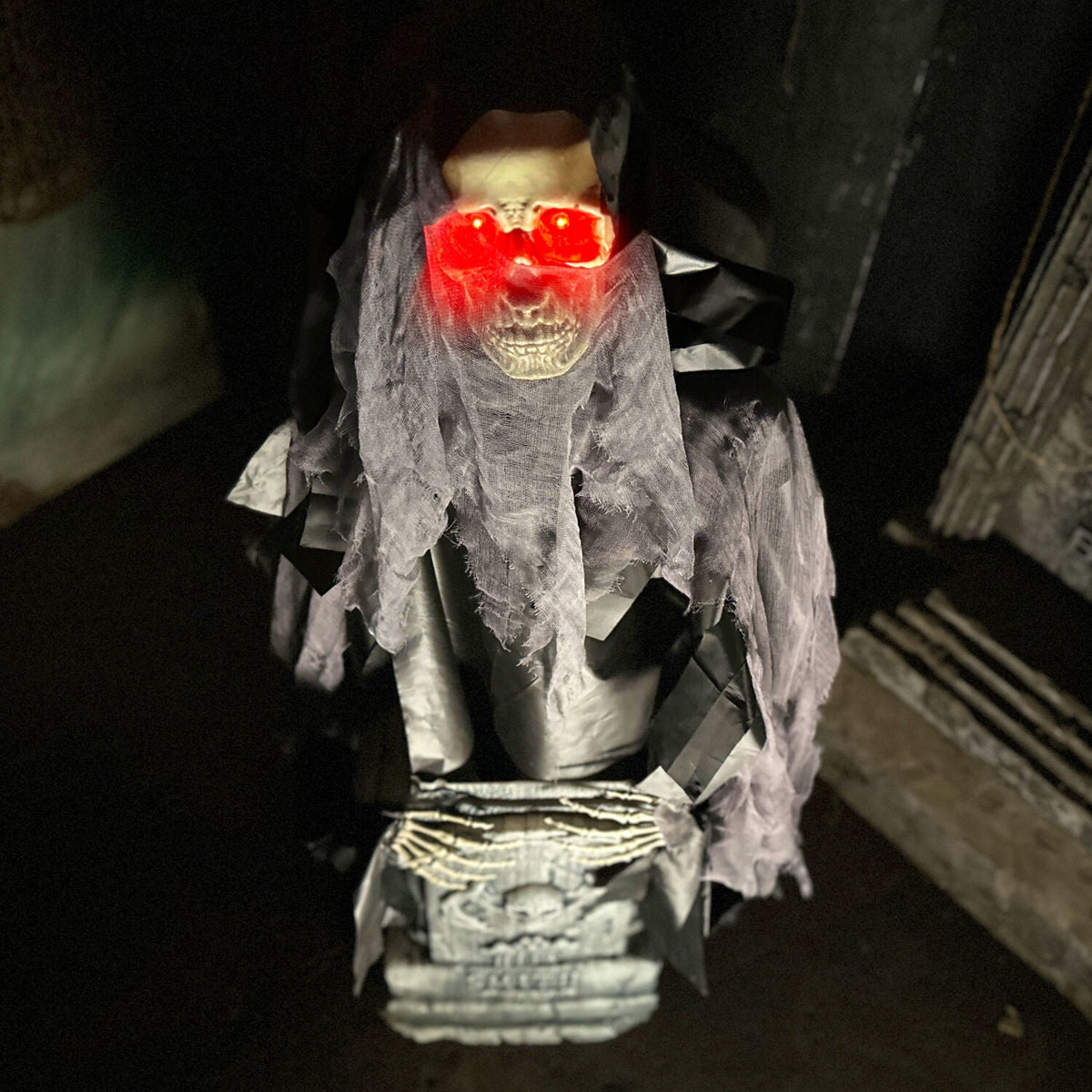 Haunt & Co 3 ft Touch-Activated Rising Reaper with Tombstone Halloween Accessory