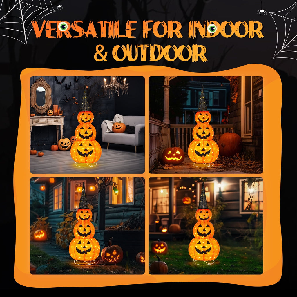 Haunt & Co 5'' Halloween Outdoor Decor, Halloween Pumpkins Lighted Pumpkins