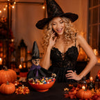 Haunt & Co GIPQJK Summerween Halloween Electric Ghost Fruit Tray Decor Light Up Sound Activated Swinging Head Motion Party Prop Plastic Ornament C
