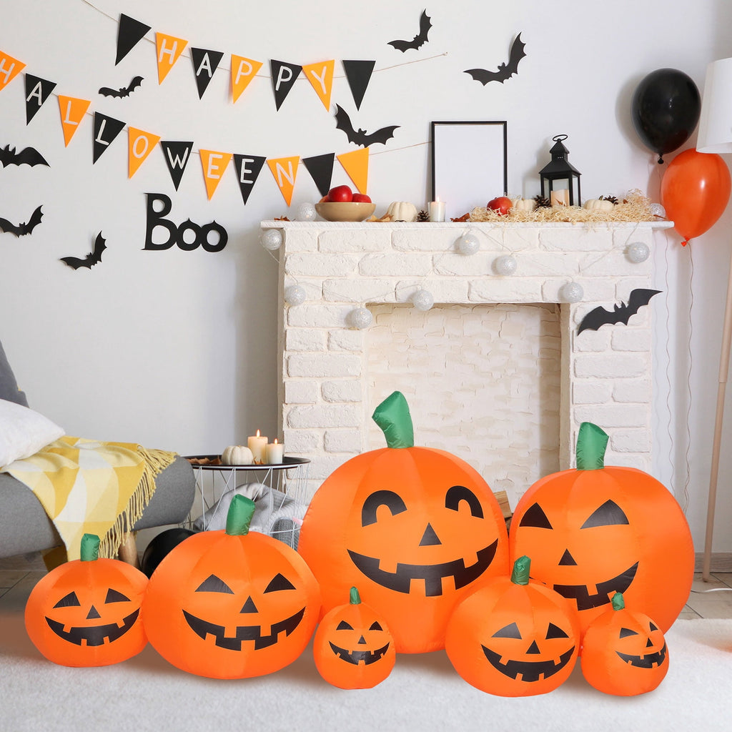 Haunt & Co 7.4' Halloween Inflatables Outdoor with LED Lights 7pcs Blow up Pumpkins