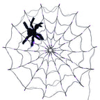 Haunt & Co Halloween Spider Web Light LED and a 5in Spider, 3.28ft Spider Web Light Decorations 70 LED Lighted, Indoor Outdoor House Yard Garden Scary Halloween Window Light, Battery Operated, Purple