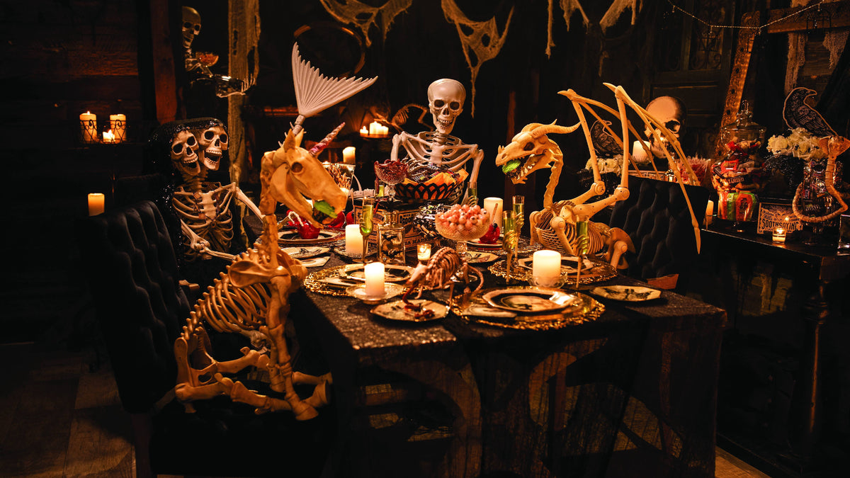 Haunt & Co Fun Express White Unicorn Skeleton Outdoor Decor, Halloween Macabre Design