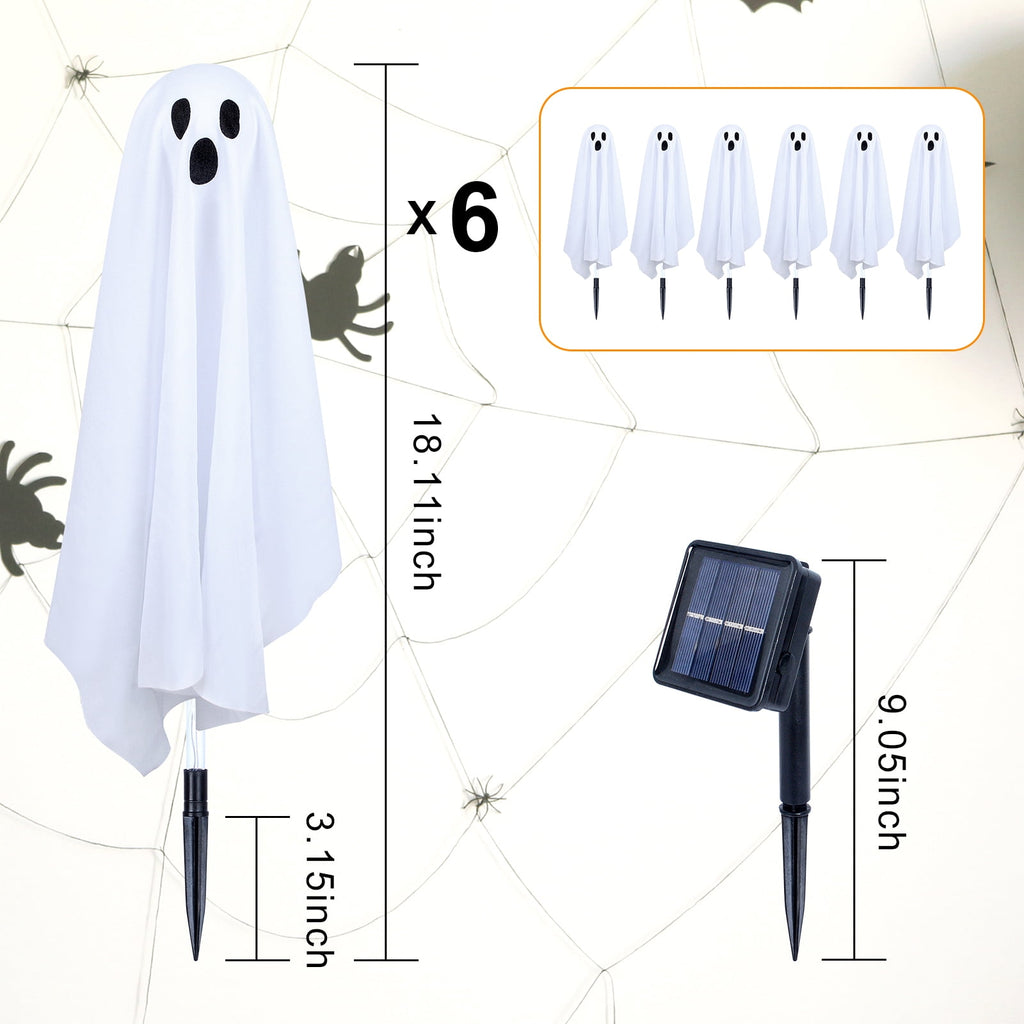 Haunt & Co Outdoor, 6 pack Light up Spooky Ghosts with 8 Modes LED Light - Scary Standing Ghosts Decor for Front Door Porch Yard Home Party