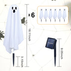 Haunt & Co Outdoor, 6 pack Light up Spooky Ghosts with 8 Modes LED Light - Scary Standing Ghosts Decor for Front Door Porch Yard Home Party