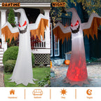 Haunt & Co 12FT Halloween Inflatables Ghost Outdoor w/ Scary Flames,4pcs LED Lights