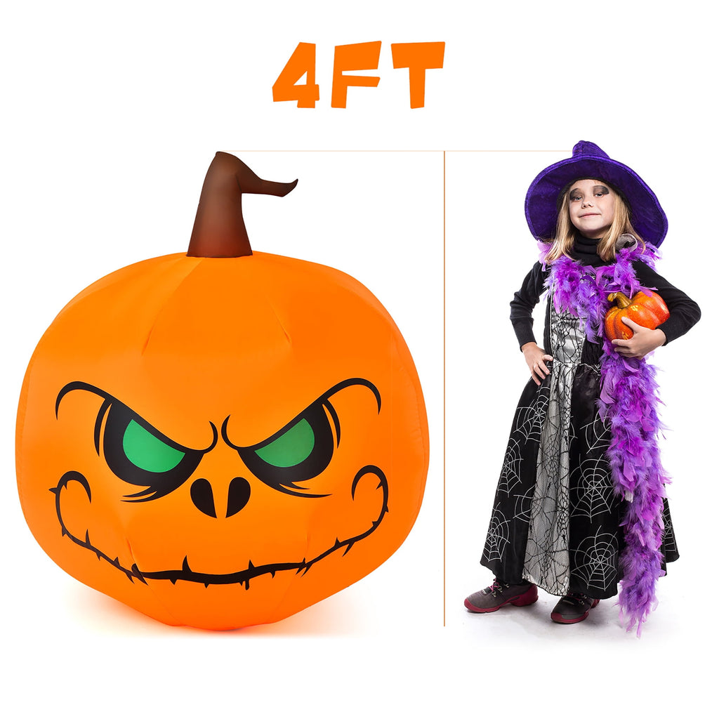 Haunt & Co Costway 4 FT Halloween Inflatable Pumpkin Large Blow up with Build-in LED Light