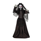 Haunt & Co 5 Ft. 6" Jaw-Dropping Scary Bride with Black Dress Standing