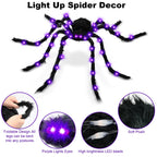 Haunt & Co Spider Webs Outdoor, 50" Light Up Giant Spider + 276" Triangular Spider Webs, Yard Outdoor