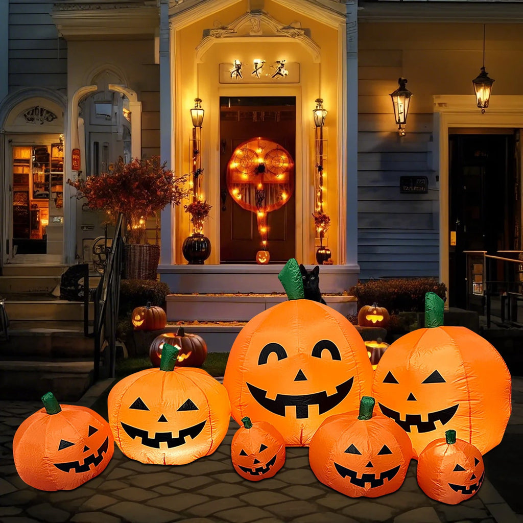 Haunt & Co YIKA Halloween Decoration Halloween Pumpkin Inflatable 2.2m 7 Pumpkin Ghost Halloween Decoration Halloween Ornaments