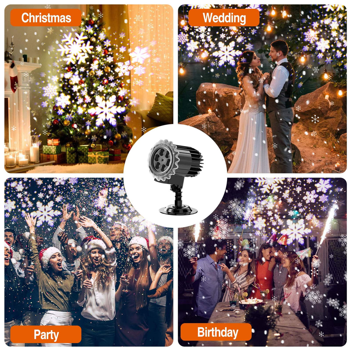 Haunt & Co Outdoor high brightness snowflake projection light, holiday decoration ambient light, Christmas Halloween laser light, light show, waterproof function, indoor home, Christmas, wedding Mother's Day