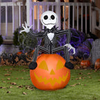 Haunt & Co Airblown Inflatable Nightmare Before Christmas Jack on Pumpkin Disney, 3.5 ft Tall, Multicolored
