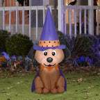 Haunt & Co Halloween Inflatable Dog in Witch Hat, 4 ft Tall, Multi