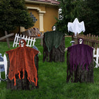 Haunt & Co Nifti Nest Halloween Skeleton, 3 Pcs Ghost Decorations, Halloween Props, Black,Green,Red