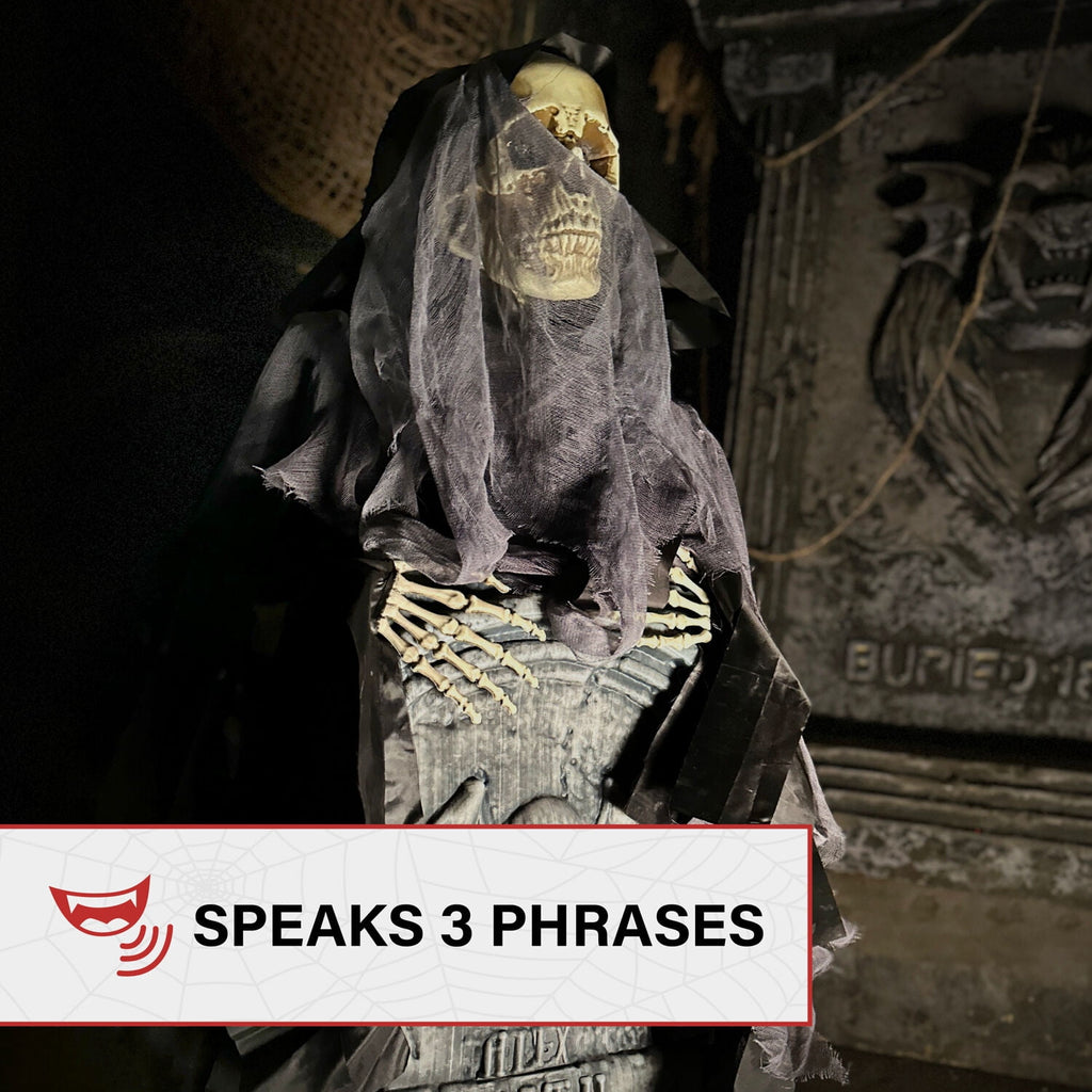 Haunt & Co 3 ft Touch-Activated Rising Reaper with Tombstone Halloween Accessory