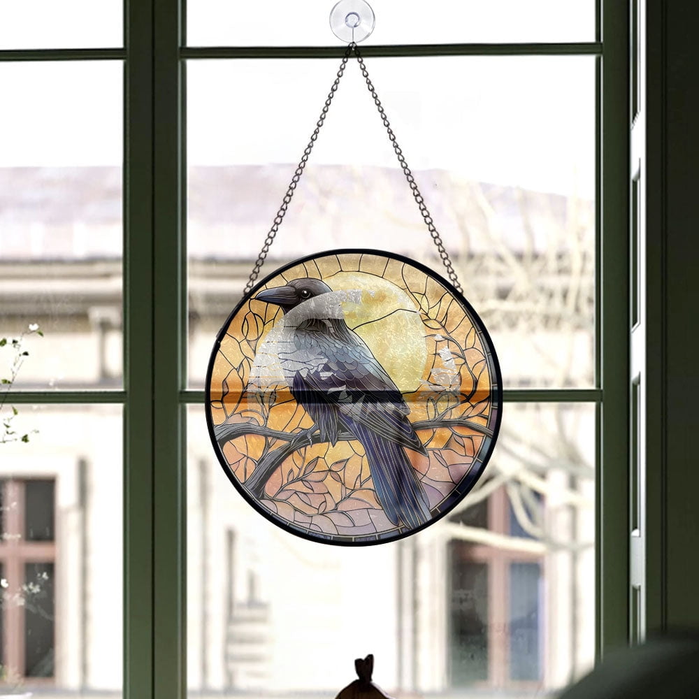 Haunt & Co Neighbor Christmas Gift - Halloween Raven Christmas Stained Glass Hanging Ornament - Heirloom Holiday Tree Decor, Xmas Gift for Family & Friends, Keepsake 2025