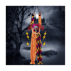 Haunt & Co 5.6 Ft Halloween Hanging Animated Talking & Shaking Scary Clown with Chain, Touch Activated for Decor