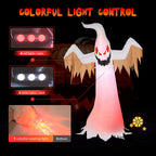 Haunt & Co VIVOHOME 8ft Height Halloween Inflatable White Ghost with Red Rotating Led Lights Blow up Outdoor Lawn Yard Decoration