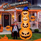 Haunt & Co 8ft Halloween Inflatable, Stacked Pumpkins with Witch Hat and Built-in LED Lights, Outdoor