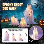 Haunt & Co Halloween Decorations, LED Lighted Ghost Walking Dog Statues, Spooky Halloween Indoor Decor for Home Tabletop Patio Garden Ornament (Ghost*1?? Ghost Dog*2)