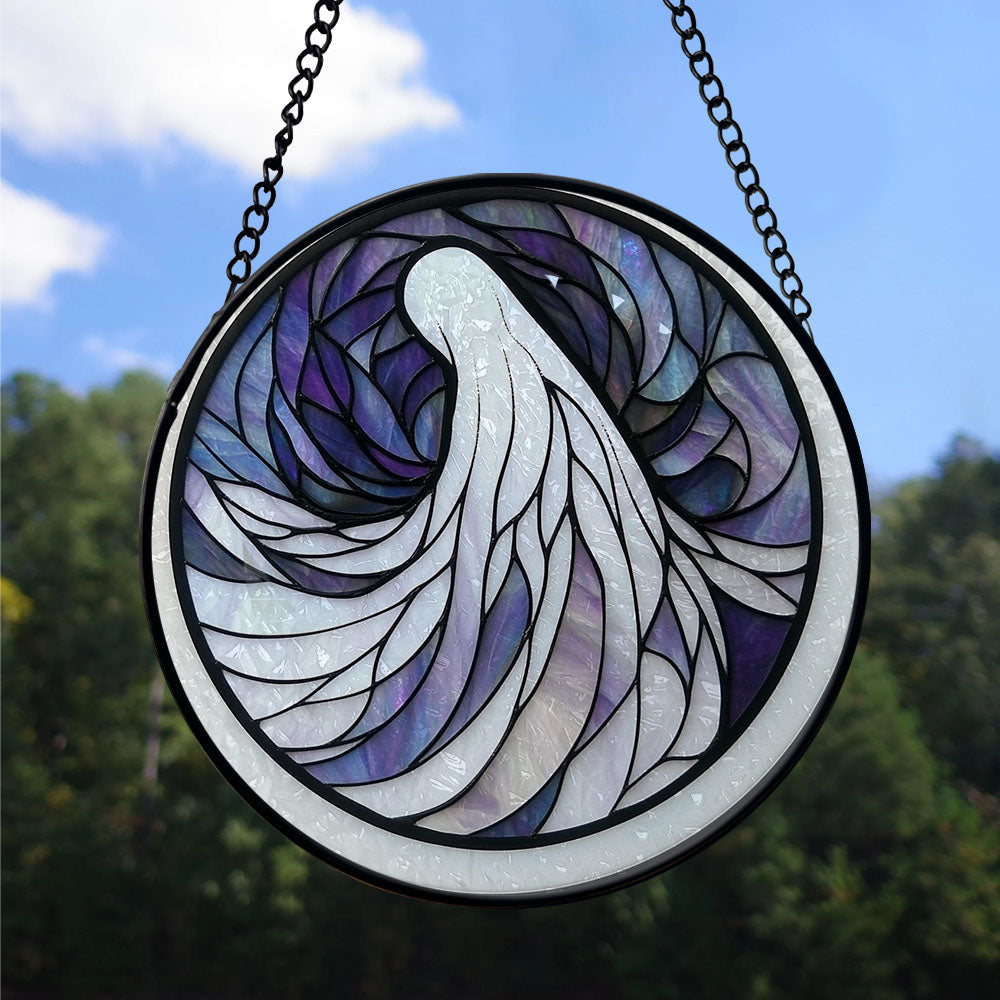 Haunt & Co Vintage Style Christmas Gift - Halloween Fantasy Ghost Spooky Blue Purples Stained Glass Hanging Ornament for Christmas - Sparkling Tree Decoration, Great Holiday Gift for Mom, Dad, Friends, Family