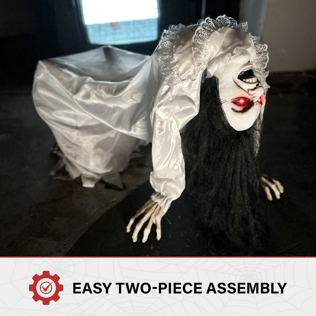 Haunt & Co Lifesize 35" Animatronic Possessed Woman with Lights and Sound
